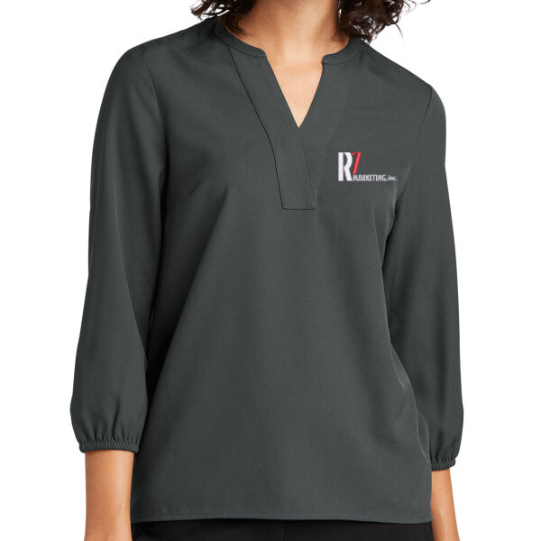 R7 Marketing - Women's Stretch Crepe 3/4 Sleeve Blouse Thumbnail